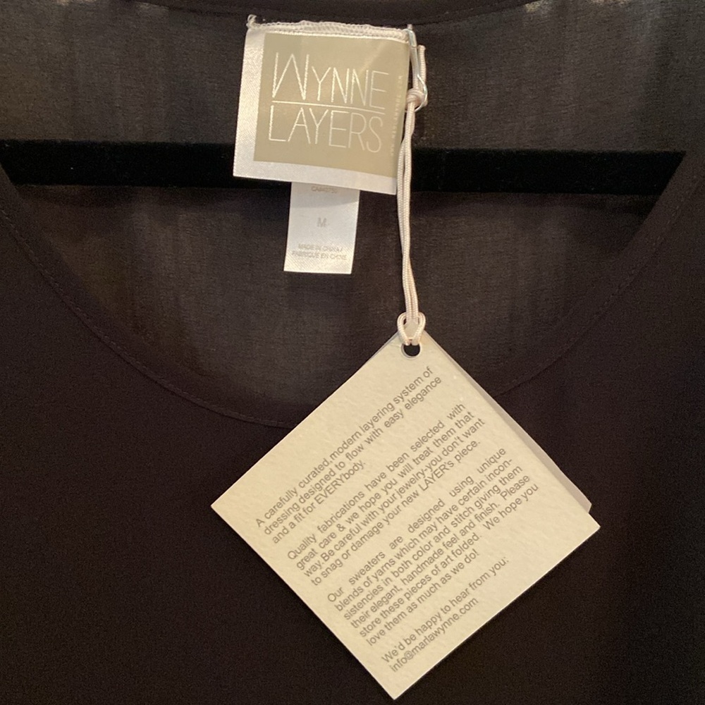 MarlaWynne Wynne Layers Chiffon Tank Black Size M NWT - Picture 6 of 8